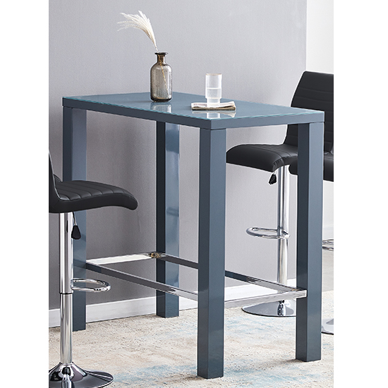 Jam Rectanuglar Glass Grey Bar Table 4 Ripple Black Stools