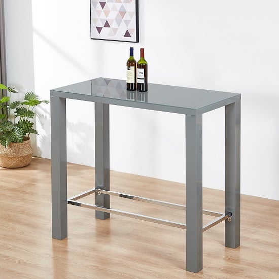 Photo of Jam high gloss bar table rectangular glass top in grey