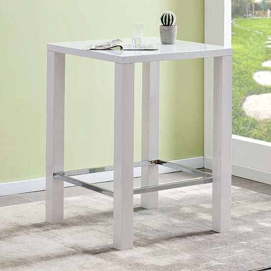 Jam Square White Glass Bar Table With 4 Ripple Black Stools_2