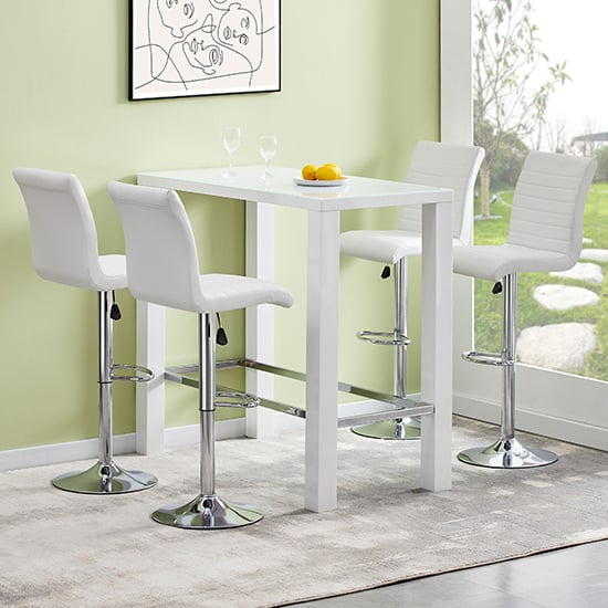 Read more about Jam rectangular glass white bar table 4 ripple white stools