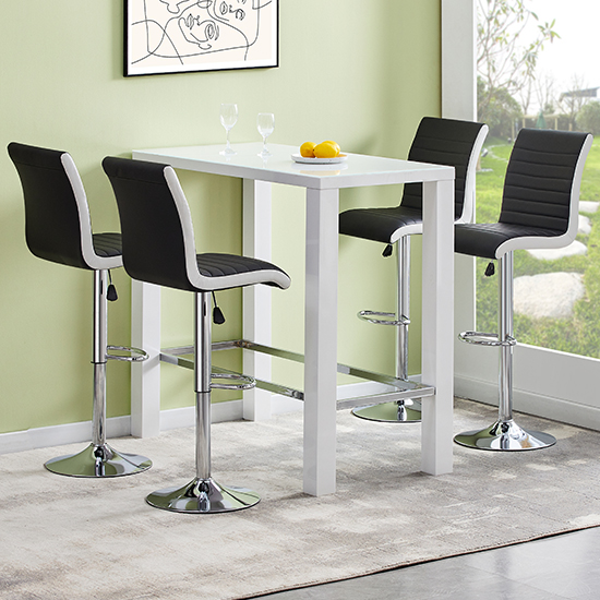 Read more about Jam rectangular glass white bar table 4 ritz black white stools