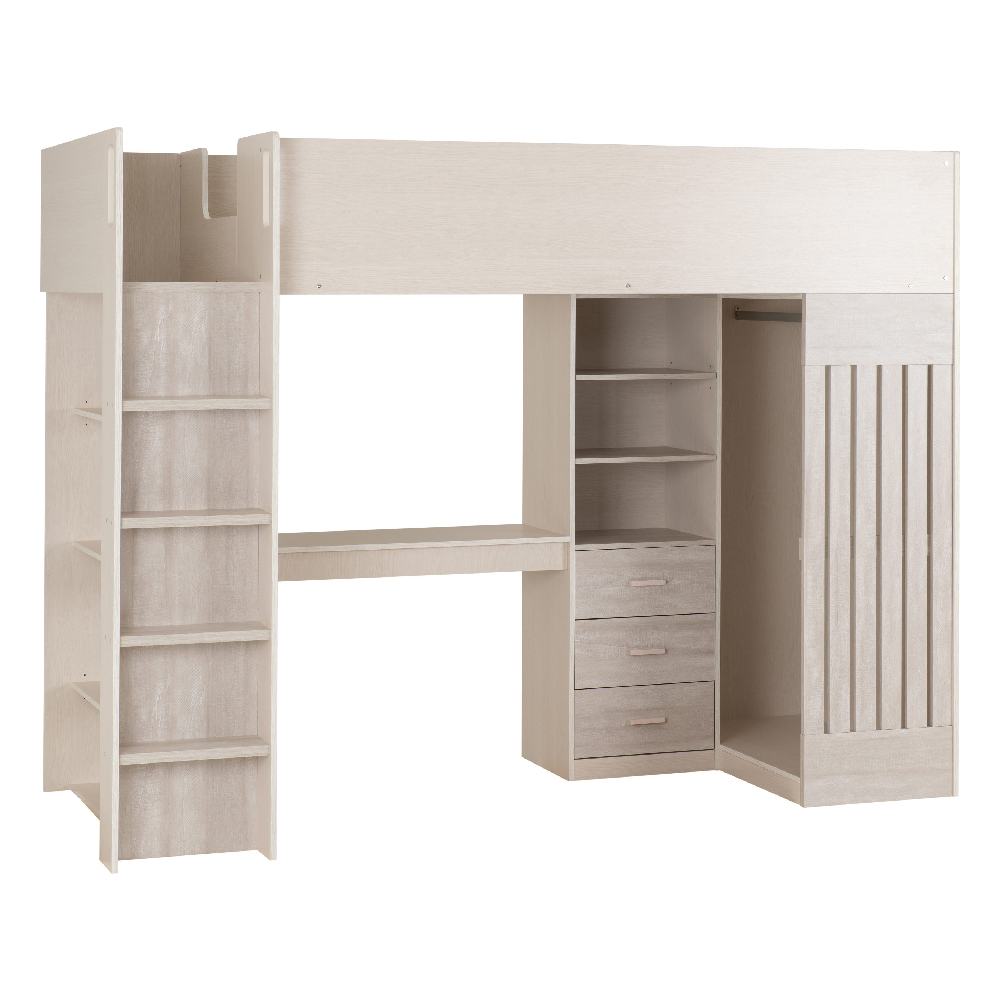 Jamaica Wooden Childer Sleeper Bed With 3 Drawers In White Grey