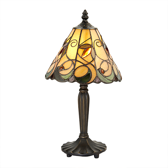 Jamelia Mini Tiffany Glass Table Lamp In Dark Bronze