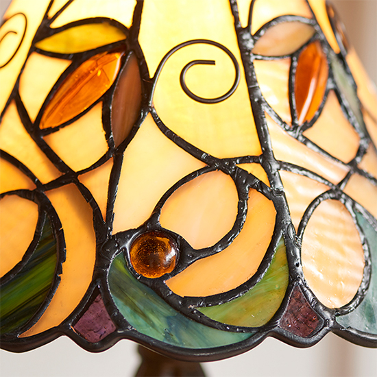Jamelia Mini Tiffany Glass Table Lamp In Dark Bronze