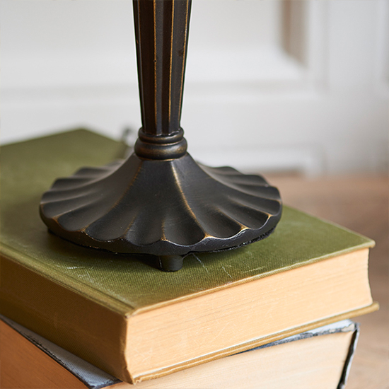 Jamelia Mini Tiffany Glass Table Lamp In Dark Bronze