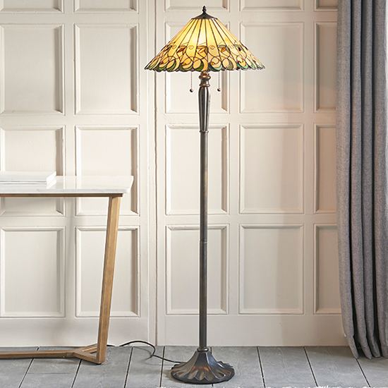 Photo of Jamelia tiffany glass floor lamp in dark bronze