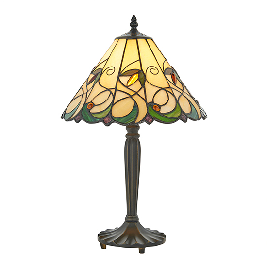 Jamelia Tiffany Glass Table Lamp In Dark Bronze