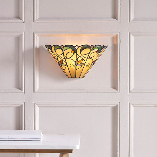 Jamelia Tiffany Glass Wall Light In Matt Black