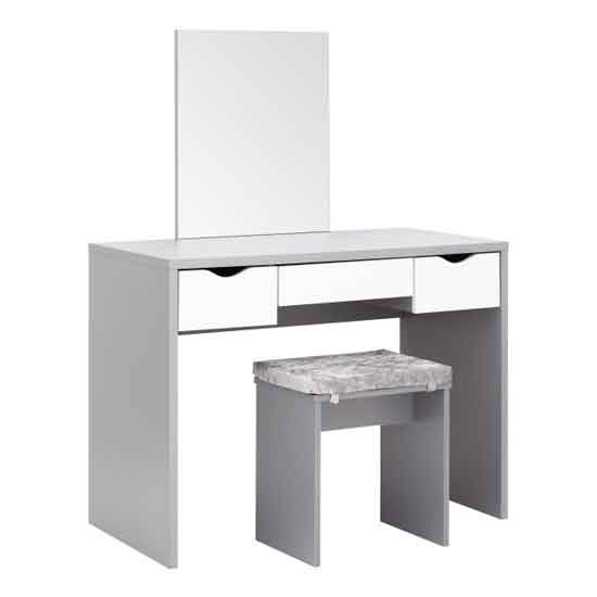 Elstow Wooden Dressing Table Set In Grey And White_3