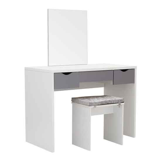 Elstow Wooden Dressing Table Set In White And Grey_3
