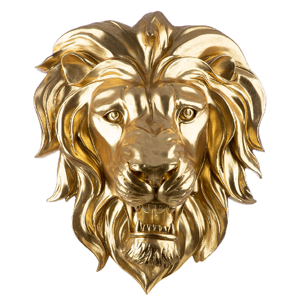 Jamie Synthetic Resin Lion Wall Art in Gold