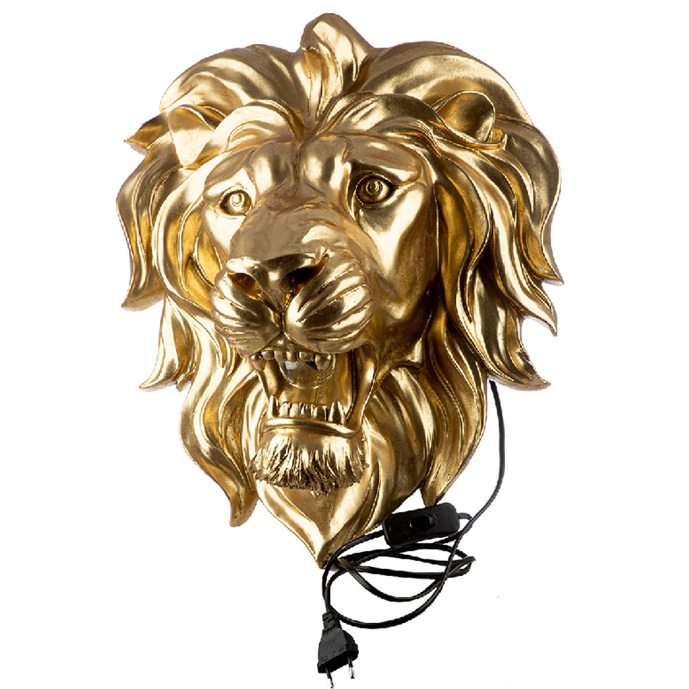 Jamie Synthetic Resin Lion Wall Art in Gold