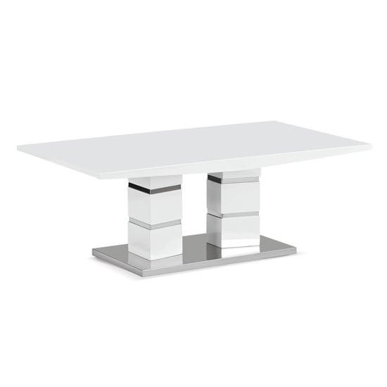 Photo of Jasna high gloss coffee table with steel coated base in white