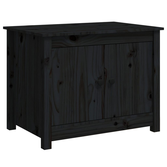 Janie Pine Wood Coffee Table With 2 Doors In Black