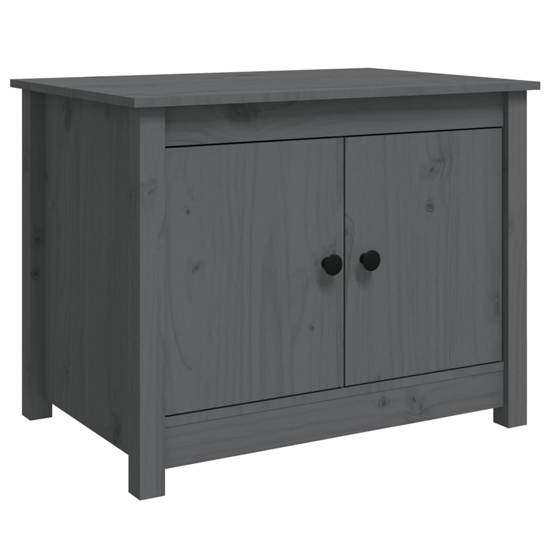 Janie Pine Wood Coffee Table With 2 Doors In Grey