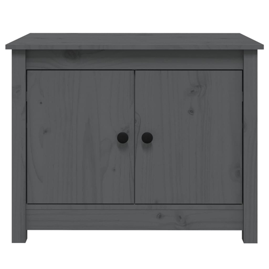 Janie Pine Wood Coffee Table With 2 Doors In Grey