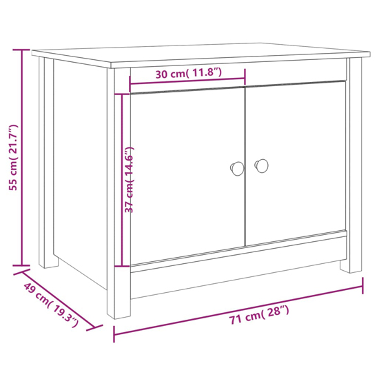 Janie Pine Wood Coffee Table With 2 Doors In Grey