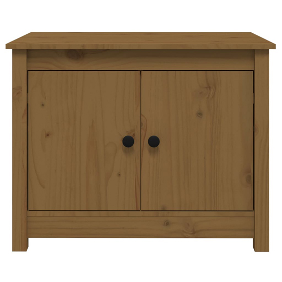 Janie Pine Wood Coffee Table With 2 Doors In Honey Brown