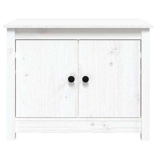 Janie Pine Wood Coffee Table With 2 Doors In White