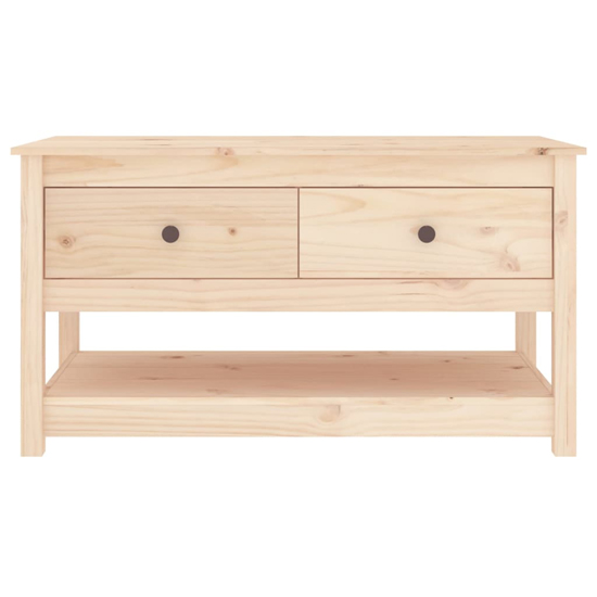 Janie Pine Wood Coffee Table With 2 Drawers In Natural