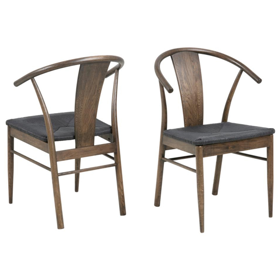 Product photograph of Janiko Matt Smoke Oak Wooden Dining Chairs In Pair from Furniture in Fashion