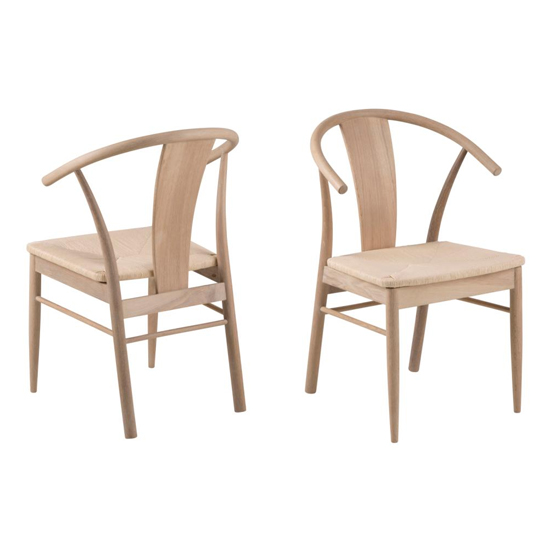 Product photograph of Janiko Oak White Wooden Dining Chairs In Pair from Furniture in Fashion