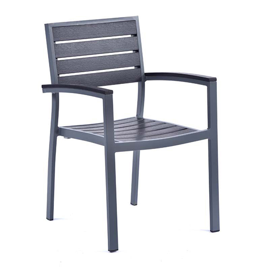 Product photograph of Janya Outdoor Durawood Arm Chair In Grey from Furniture in Fashion