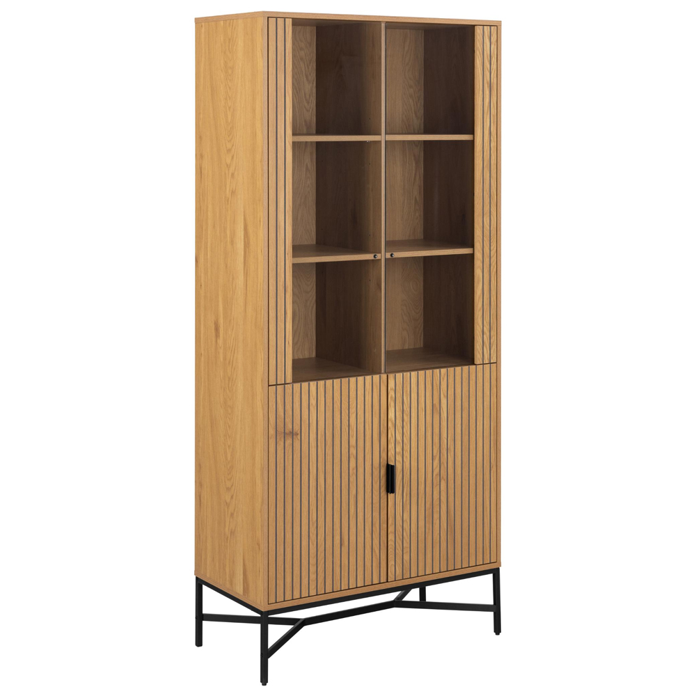 Japar Wooden Display Cabinet With 4 Doors In Oak And Black