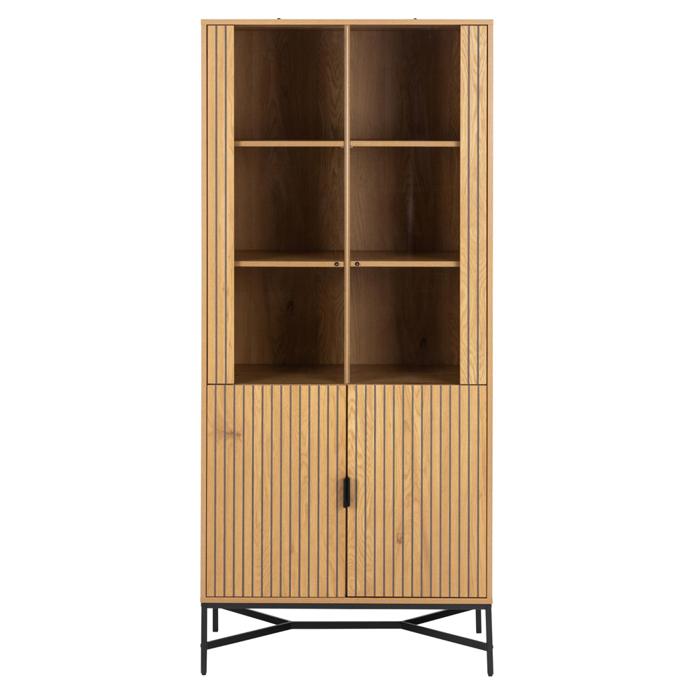 Japar Wooden Display Cabinet With 4 Doors In Oak And Black