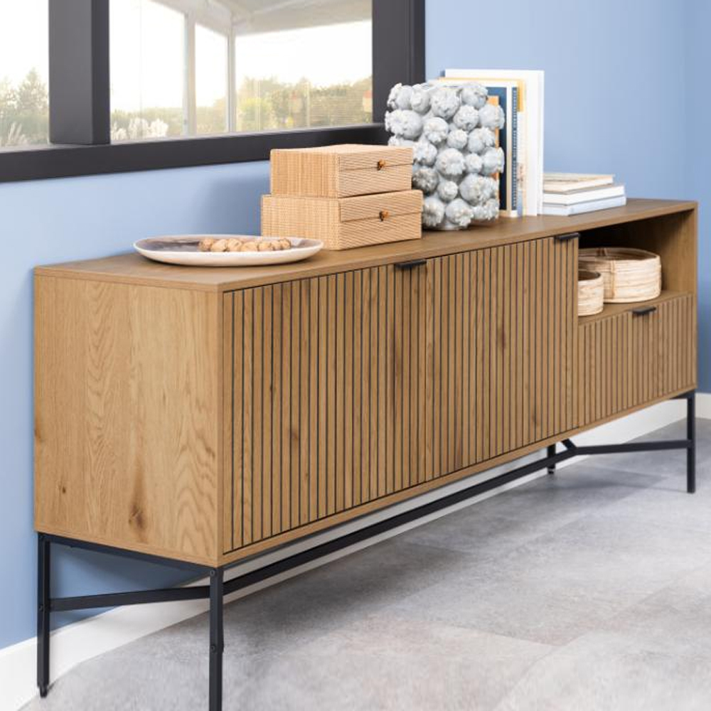 Japar Wooden Sideboard With 2 Doors 1 Drawer In Matt Wild Oak