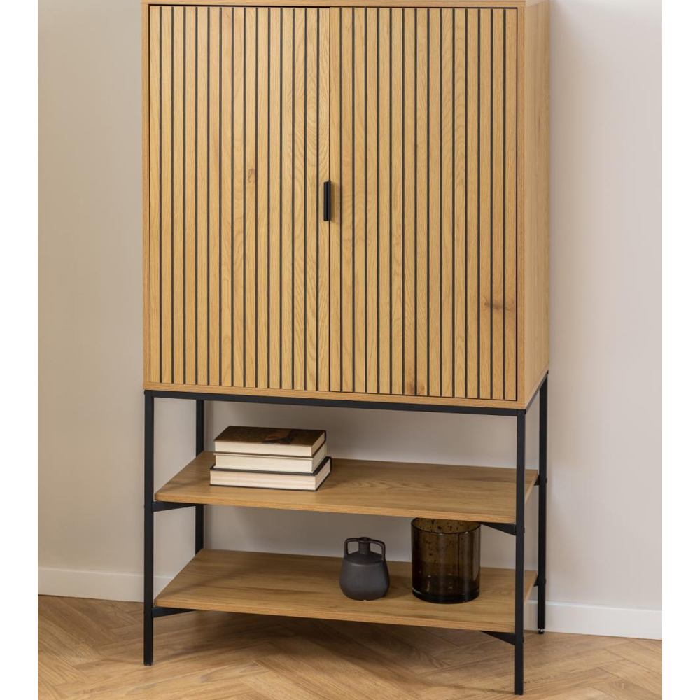 Japar Wooden Storage Cabinet With 2 Doors In Matt Wild Oak