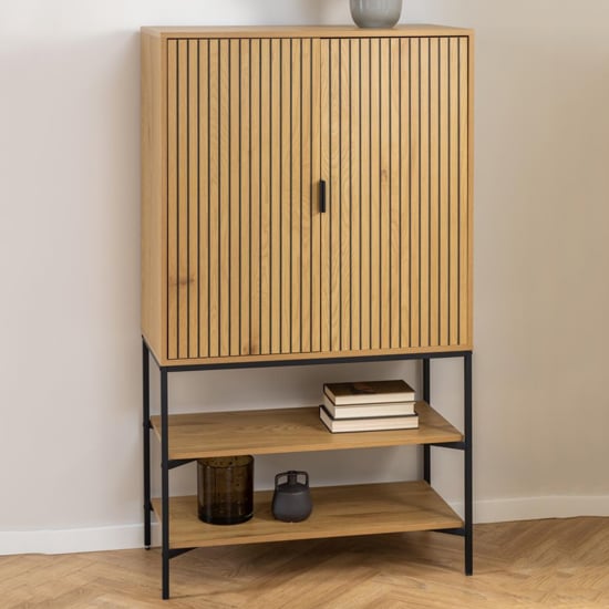 Read more about Japar wooden storage cabinet with 2 doors in matt wild oak