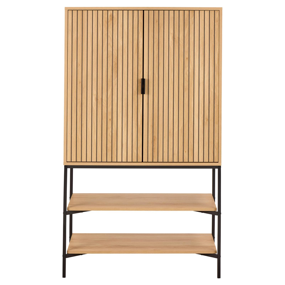 Japar Wooden Storage Cabinet With 2 Doors In Oak And Black