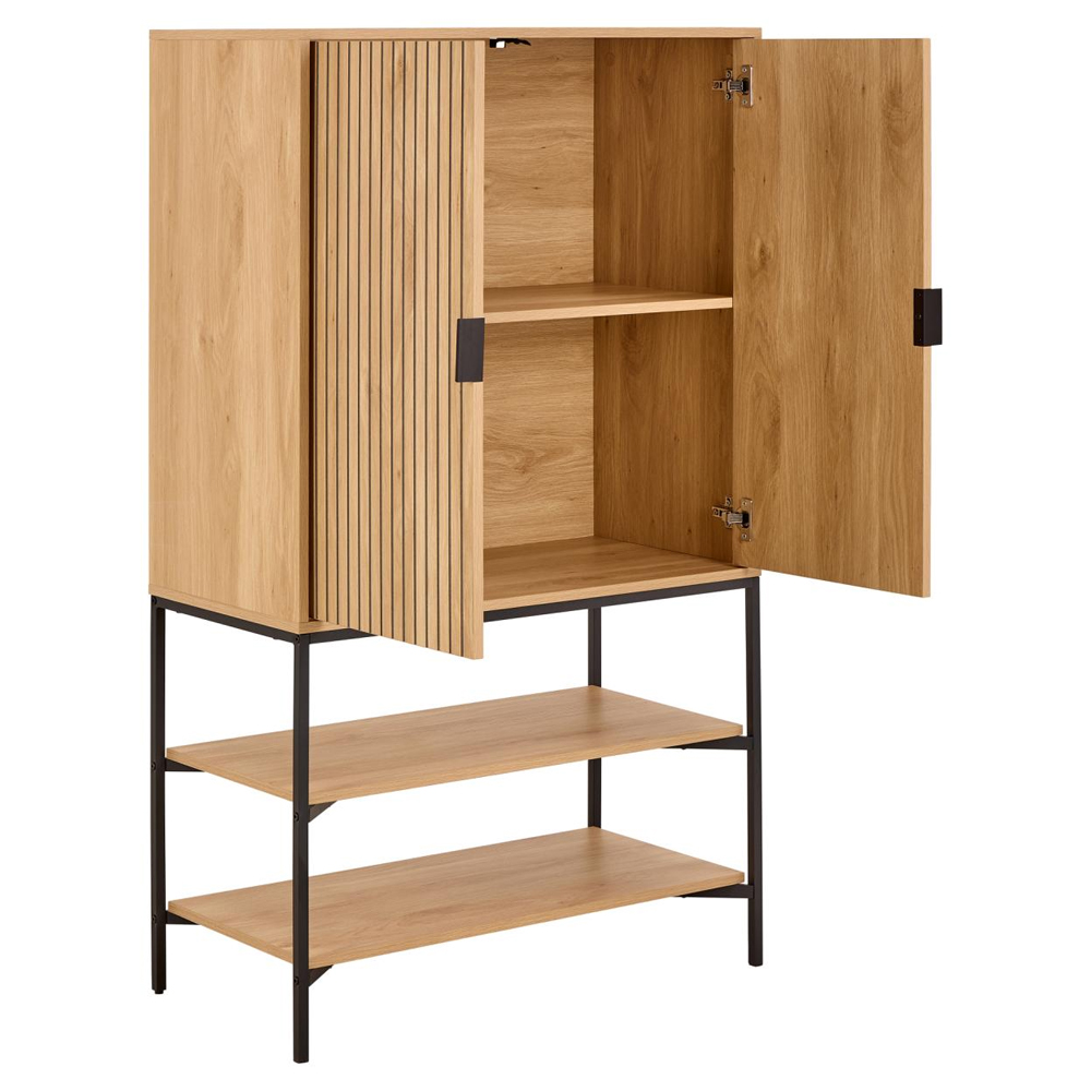Japar Wooden Storage Cabinet With 2 Doors In Oak And Black