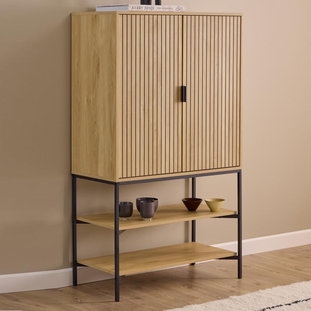 Japar Wooden Storage Cabinet With 2 Doors In Oak And Black