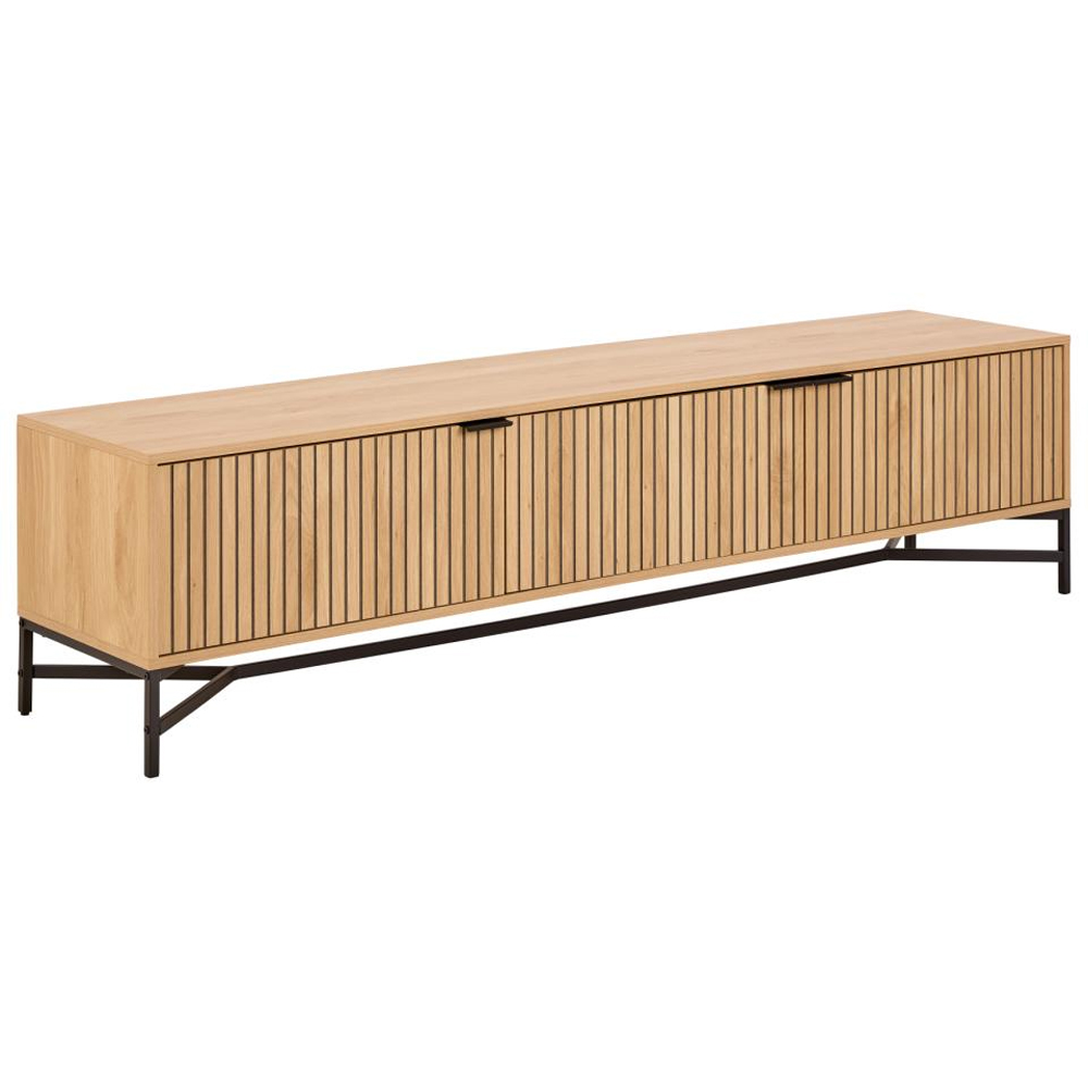Japar Wooden TV Stand With 3 Doors In Oak And Black