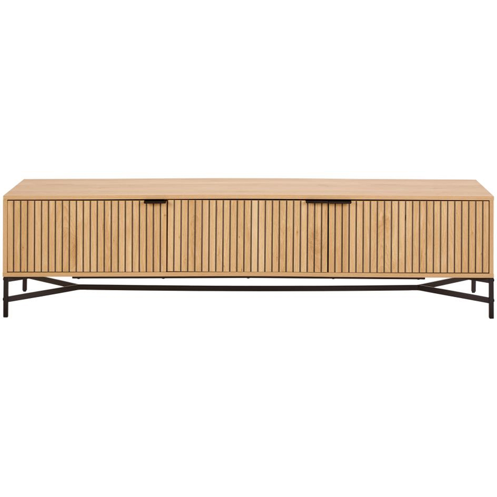 Japar Wooden TV Stand With 3 Doors In Oak And Black