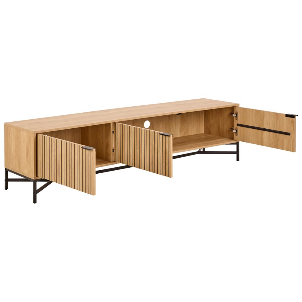 Japar Wooden TV Stand With 3 Doors In Oak And Black