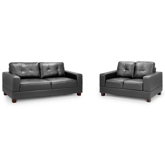 Photo of Jared faux leather 3 + 2 seater sofa set in black