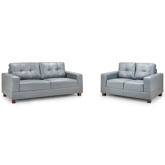 Photo of Jared faux leather 3 + 2 seater sofa set in grey