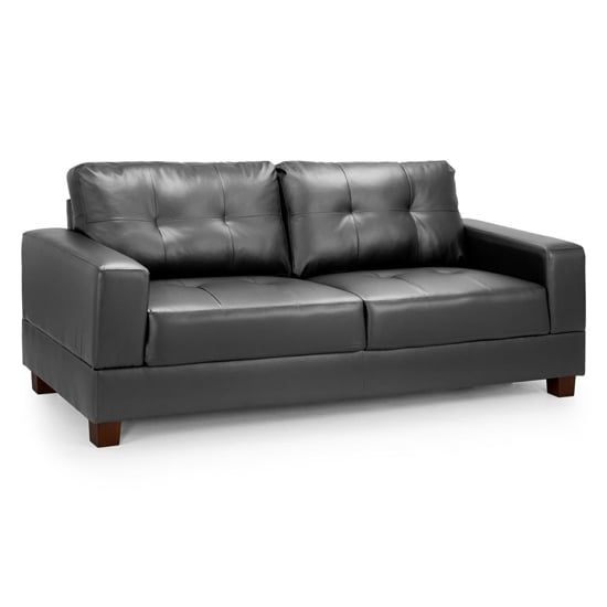 Product photograph of Jared Faux Leather 3 Seater Sofa In Black from Furniture in Fashion