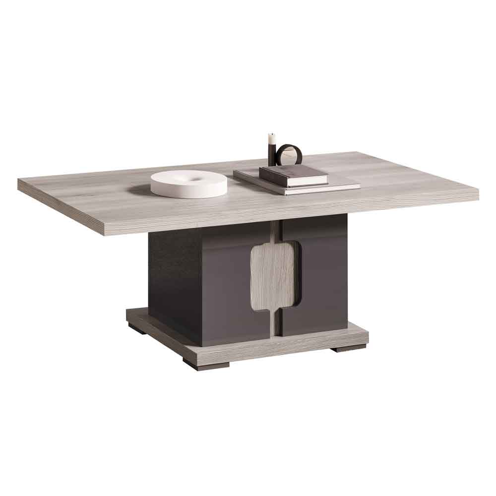 Avora High Gloss Coffee Table in Dark Grey Pine and LED