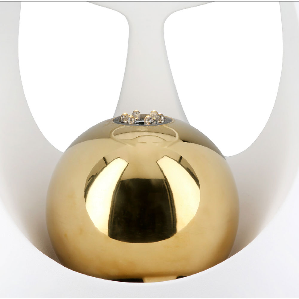 Jarlon Poly Fountain Family Sculpture in White and Gold