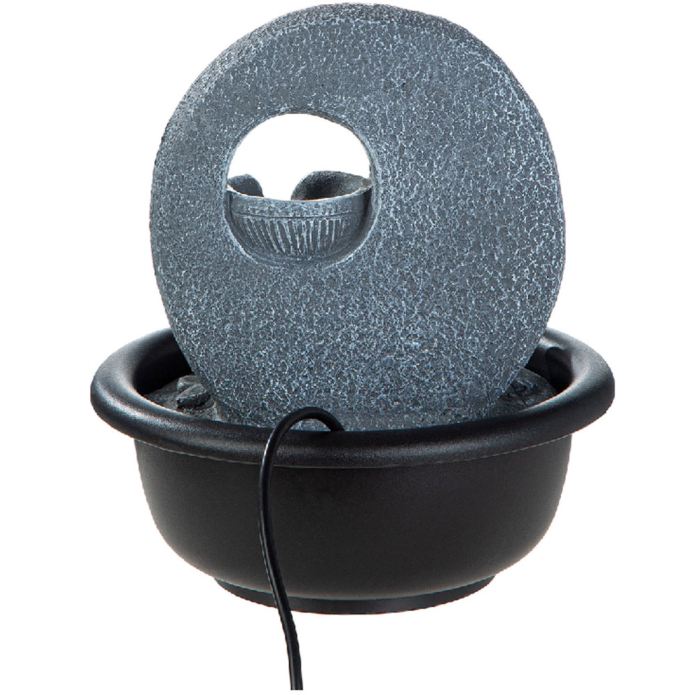 Jarlon Synthetic Resin Table Fountain Buddha Samadhi Sculpture in Black and Grey