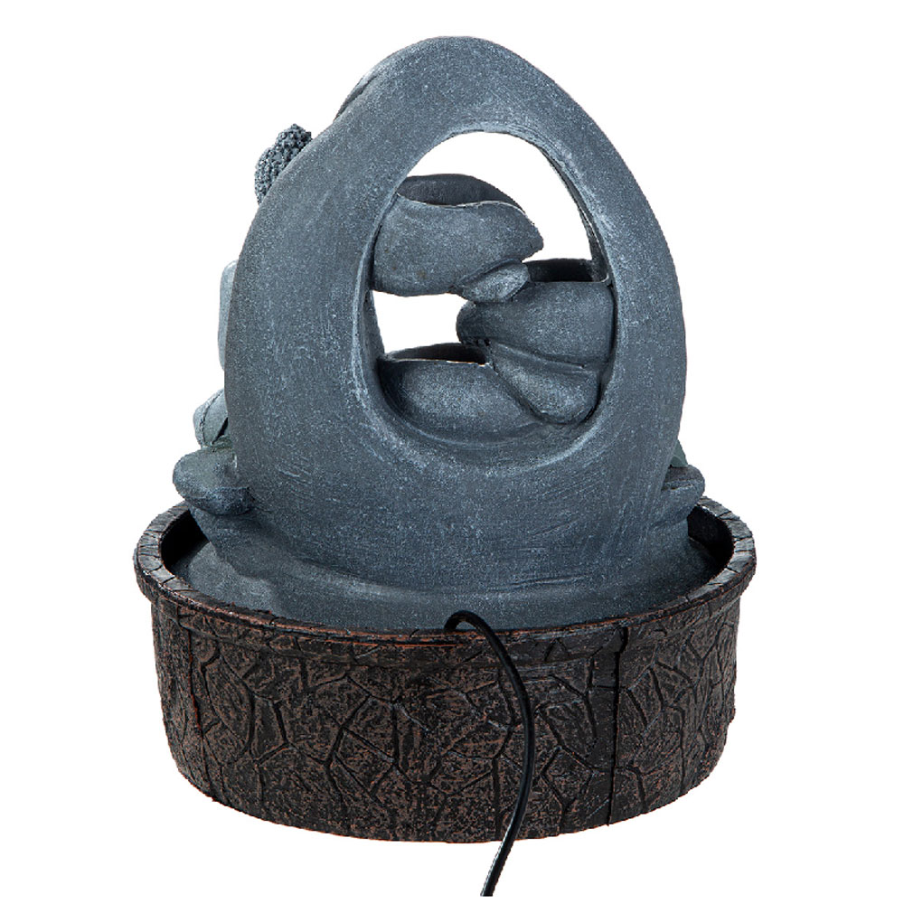 Jarlon Synthetic Resin Table Fountain Buddha Samadhi Sculpture in Grey and Antique