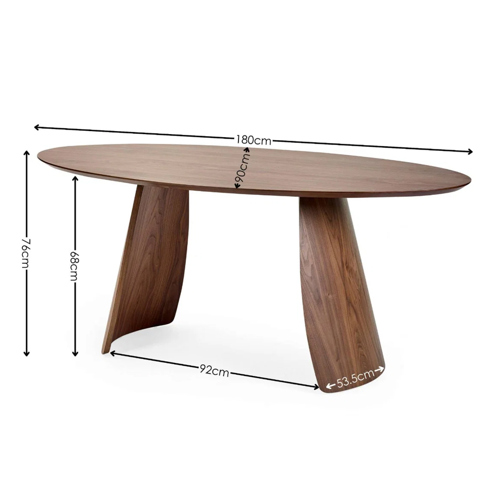 Jarlune Oval Wooden Dining Table in Walnut