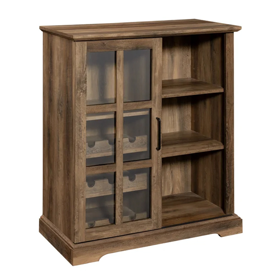 Jarrah Wooden Bar With Sliding Door In Rustic Oak Furniture