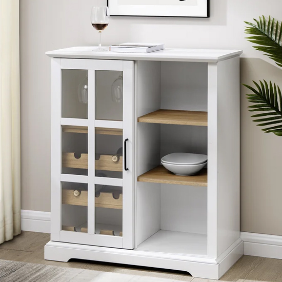 Jarrah Wooden Bar With Sliding Door In White And Oak