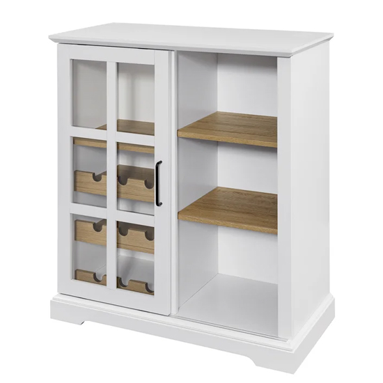 Jarrah Wooden Bar With Sliding Door In White And Oak