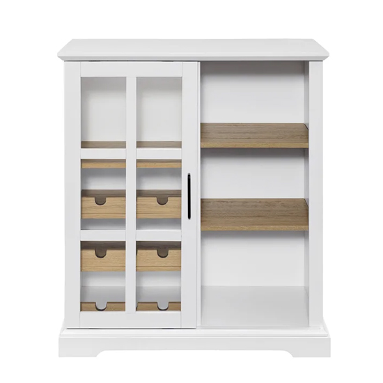 Jarrah Wooden Bar With Sliding Door In White And Oak